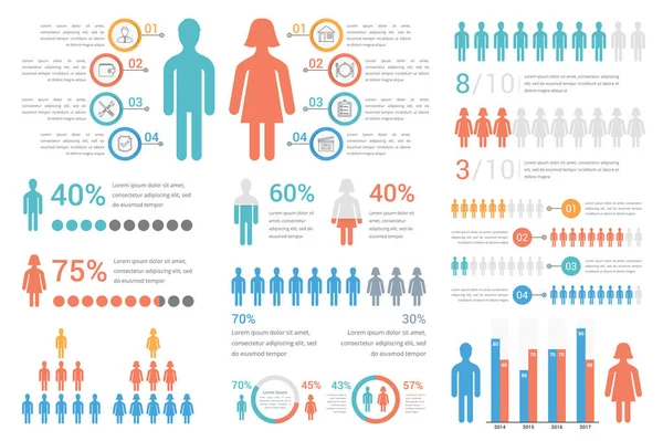 Human Infographics Reports Presentations Vector Eps10 Illustration — Stockový vektor