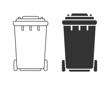 Geri dönüşüm kutuları, taslak ve düz biçim, vektör eps10 illüstrasyon