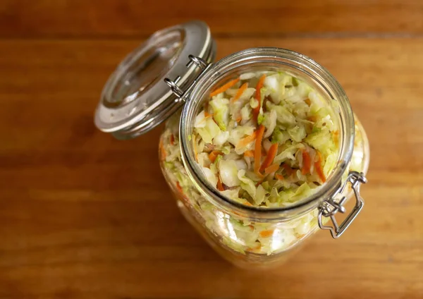 Canned vegetables, sauerkraut in a can