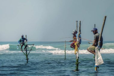 Sri Lanka, Galle Şubat 2, 2019 Sri Lanka, resif balık balıkçılar