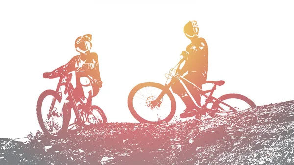 Fundo Bicicleta Montanha Downhill Ilustração Vetorial —  Vetores de Stock