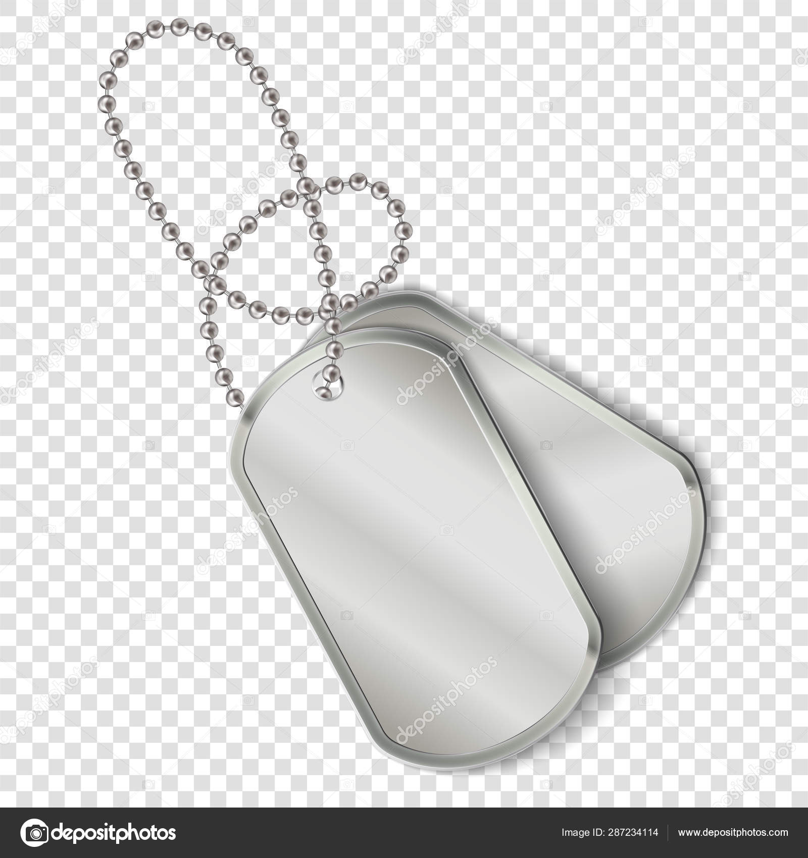 Vector Military Dog Tags on transparent background. Blank soldier