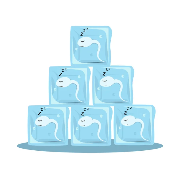 Buz küpündeki dondurulmuş sperm. Tohumların dondurması. Suni Küllenme. Sperm Bankası konsepti.