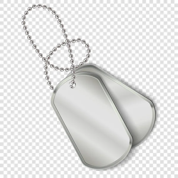 Vector Military Dog Tags on transparent background. Blank soldier dog tag. — Stock Vector