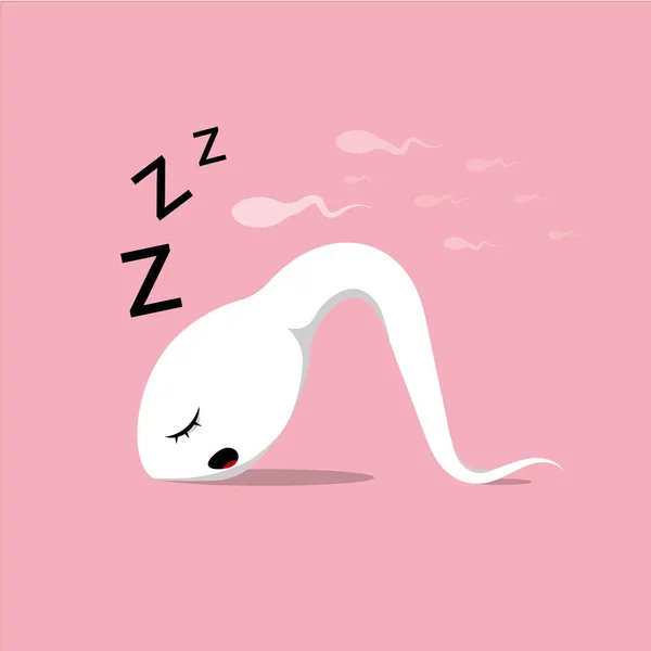 Slow tired sperm sleep. Infertility problem concept. Low sperm motility. Men fertility problem. Funny Vector illustration. — Stock Vector