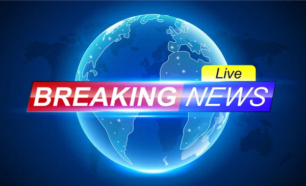 Breaking News afiş başlığı. Dünya Haritası üç nokta ile Breaking haber afiş arka plan
