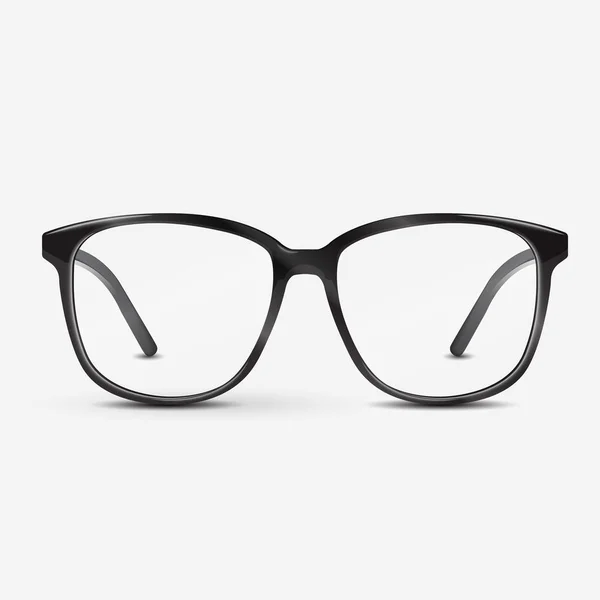 Óculos ópticos pretos no fundo branco. Óculos Dioptricos. Conceito de oftalmologia. Ilustração vetorial . — Vetor de Stock