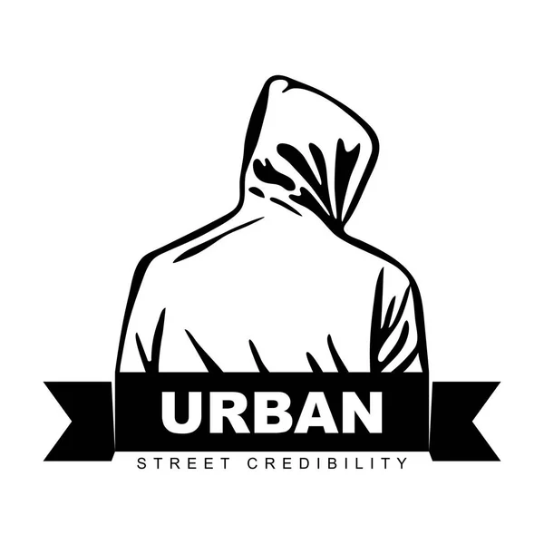 Un hombre con capucha. Diseño del logotipo. Diseño urbano. Club de lucha . — Archivo Imágenes Vectoriales