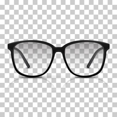 Vektör gerçekçi diyoptrik gözlük transpatrent arka plan izole. Modern trendy göz takımları.
