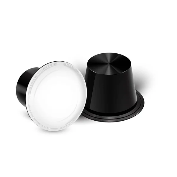 Espresso Makinesi için Siyah Kahve Kapsülleri. Vektör