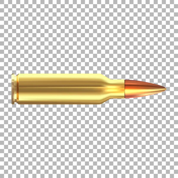 Vector 3d realistic rifle bullet isolated on transparent background. — Stock Vector