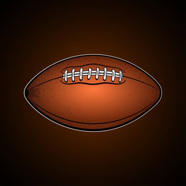 Kahverengi Rugby Balosu. Karikatür tarzı oval şekilli top. Amerikan futbolu aksesuarları.