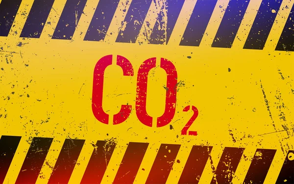 Co2-Gas-Schriftzug auf Gefahrenschild mit gelben und schwarzen Streifen. — Stockvektor