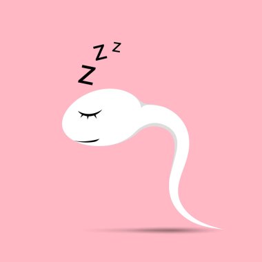 Cartoon image of tired sleeping sperm. Lov sperm motility concept. Unhealthy sperm. Vector Illustration. clipart