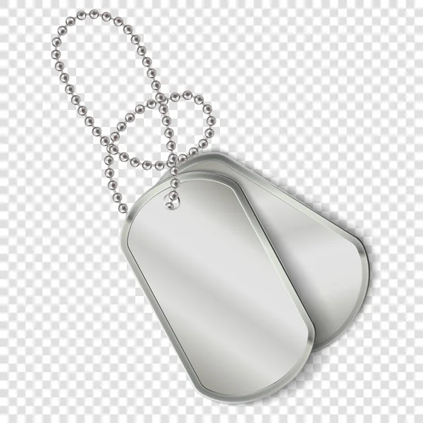 Vector military dog tags, army chain on transparent background. — Stock Vector