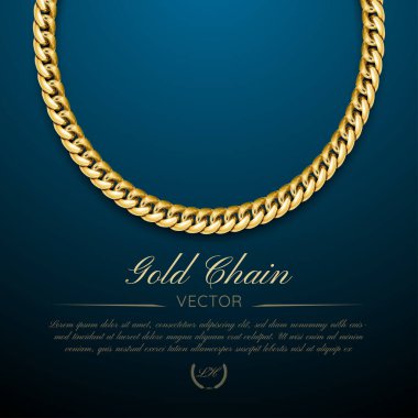 Koyu arkaplanda altın zincirli mücevherler. Lüks kapak tasarımı, afiş, şablon, VIP davetiyeleri ve kupon.