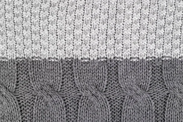 Pattern Gray Knitting Wool Yarn Texture Kraft Handmade — Stock Photo, Image