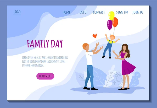 Web Sayfası Şablonu Mutlu Aile Babası Bebeği Birlikte Vakit Geçirip — Stok Vektör