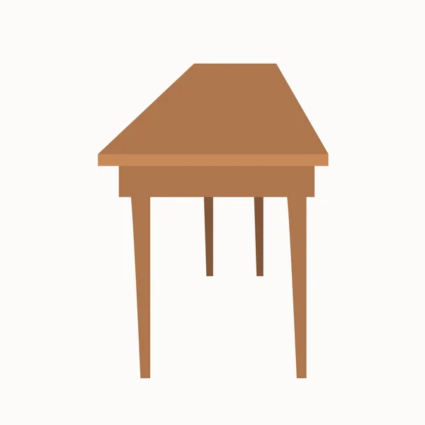 Table Rectangulaire Bois Brun Avec Quatre Pieds Vue Latérale Meuble — Image vectorielle