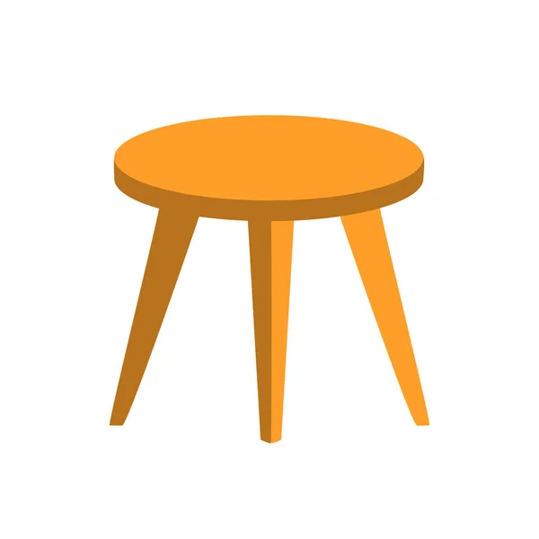 Hand Drawn Flat Table Stool Three Legs Light Brown Color — Stock Vector