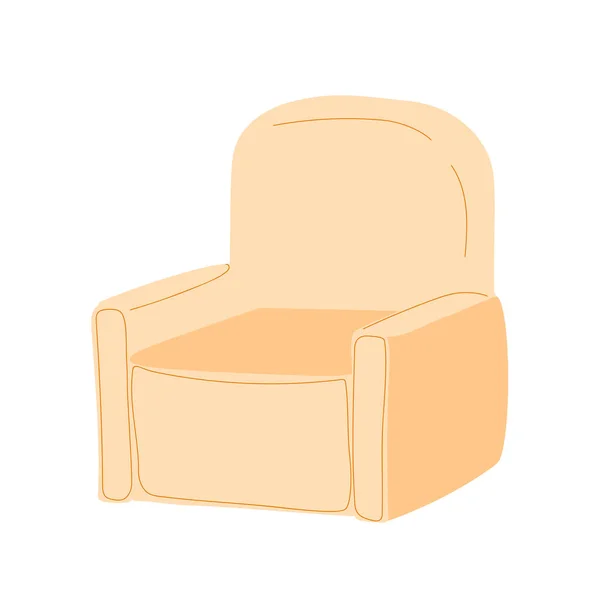 Fauteuil Confortable Doux Avec Revêtement Beige Clair Ameublement Plat Dessiné — Image vectorielle