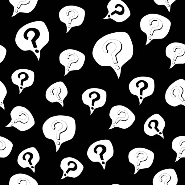 Seamless Pattern Black White Question Marks Speech Bubbles Concept Asking — Stock Vector