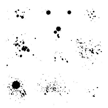 Mürekkep lekeleri ve damlalar grunge desen seti. El yapımı tasarım elementleri. Stok vektör çizimi şeffaf arkaplanda izole edildi.
