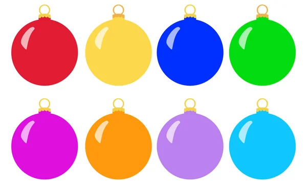 Χριστουγεννιάτικες Μπάλες Διαφόρων Χρωμάτων Φωτεινά Στοιχεία Διακοπών Για Νέο Έτος — Διανυσματικό Αρχείο