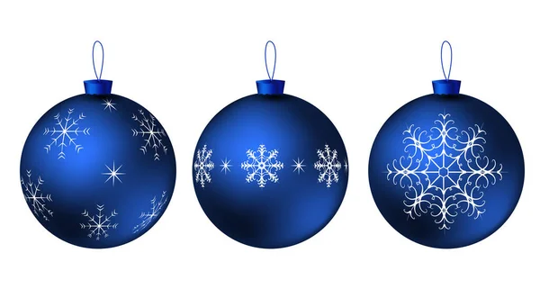Χριστουγεννιάτικη Μπάλα Μπλε Ρεαλιστική Ένα Μοτίβο Από Λευκές Νιφάδες Χιονιού — Διανυσματικό Αρχείο