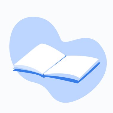 Yalan söyleyen bir defter ya da sayfaları açık bir kitap. İş ve ders çalışmak için elle çizilmiş basit bir kırtasiye malzemesi. Stok vektör illüstrasyonu beyaz arkaplanda izole edildi.