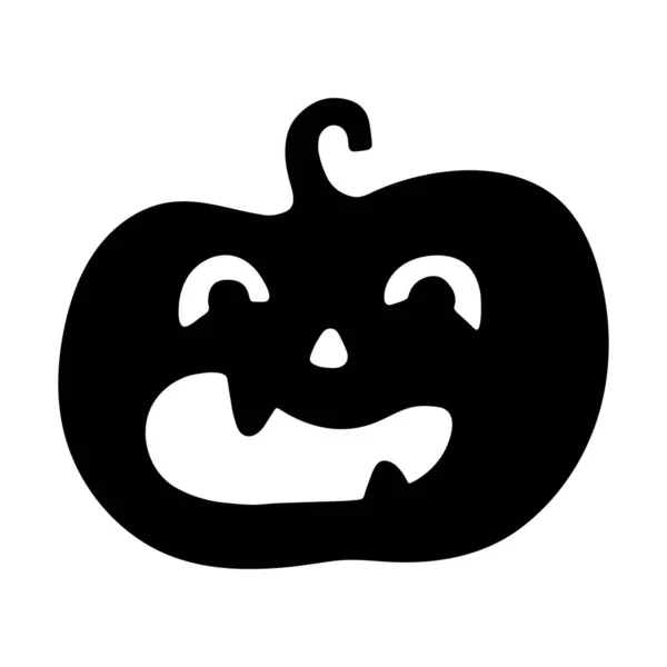 Silueta Negra Calabaza Halloween Con Sonrisa Cara Cortada Todos Los — Vector de stock