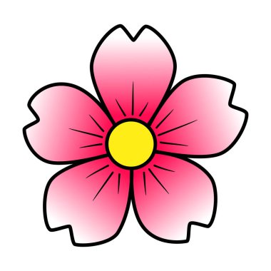 Pembe kiraz çiçeği geleneksel klasik klasik dövme. El Çizimi Kara Taslak Doodle Logo Simgesi. Stok vektör illüstrasyonu beyaz arkaplanda izole edildi.