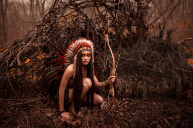 Amerikan yerlisi. İçinde geleneksel Hint kadın