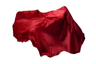 Abstract red flying fabric isolated on white background clipart