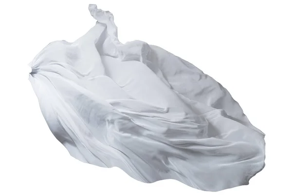 Tecido voador branco abstrato isolado no fundo branco — Fotografia de Stock