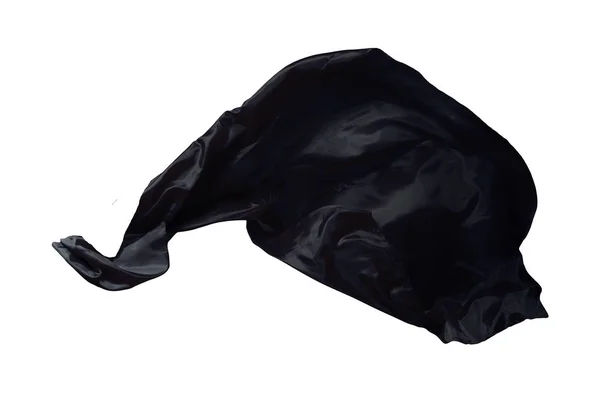 Abstrato tecido voador preto isolado no fundo branco — Fotografia de Stock
