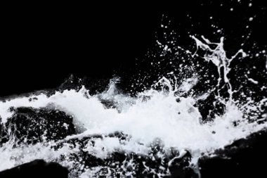 siyah arka plan üzerine izole su sıçrama