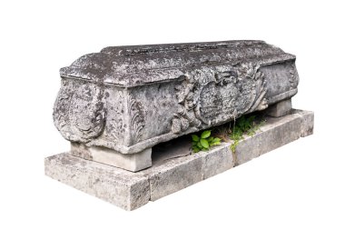 Mezarlıktaki antik taş mezar.