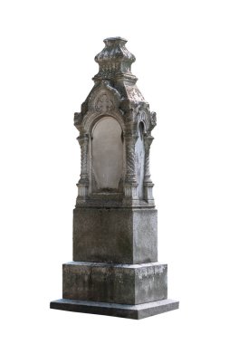 Beyaz arka planda izole edilmiş eski Hıristiyan mezar taşı