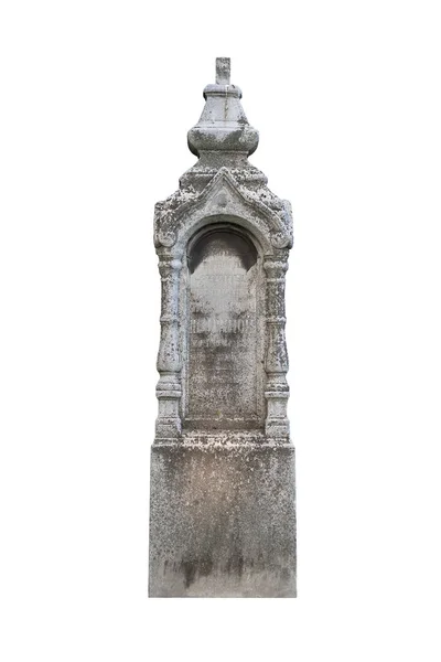 하얀 배경에 고립 된 오래 된 기독교의 묘비 — 스톡 사진