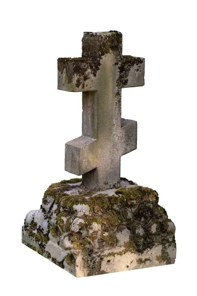 Oude christelijke grafsteen geïsoleerd op witte achtergrond — Stockfoto