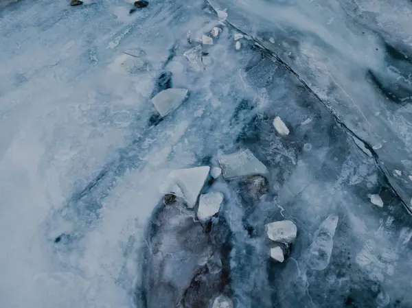 Structure Lac Gelé Islande Avec Nombreux Blocs Glace — Photo