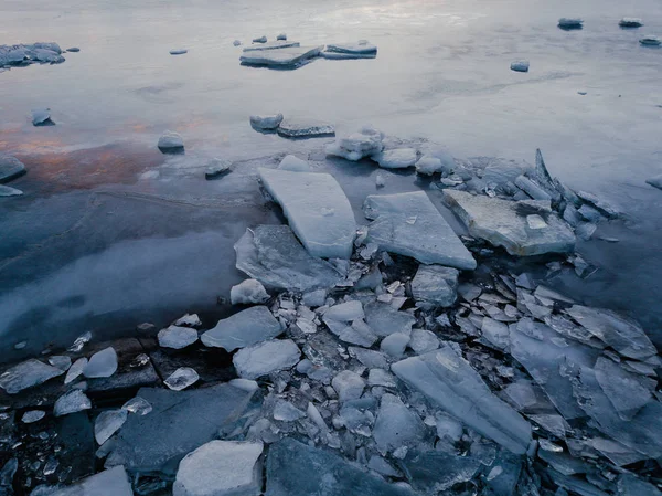 Estrutura Lago Congelado Islândia Com Muitos Blocos Gelo — Fotografia de Stock