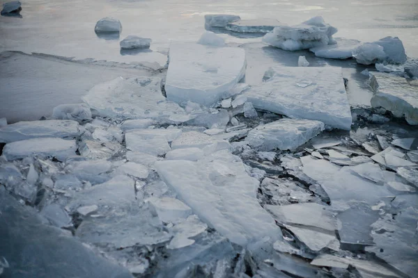 Structure Lac Gelé Islande Avec Nombreux Blocs Glace — Photo