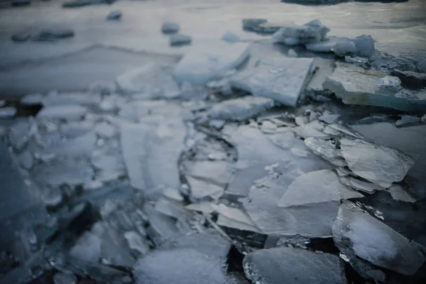 Struttura Lago Ghiacciato Islanda Con Molti Blocchi Ghiaccio — Foto Stock