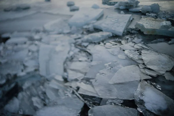 Structure Lac Gelé Islande Avec Nombreux Blocs Glace — Photo