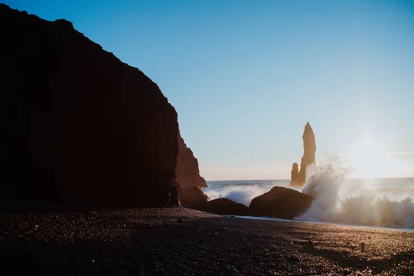 Sunset Reinsfjara Beach Iceland — Stock Photo, Image