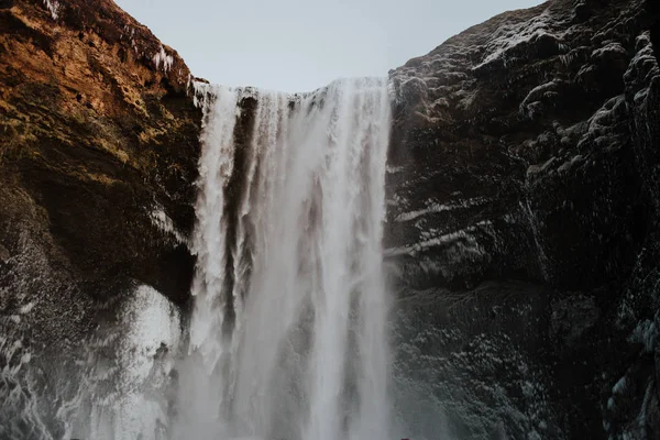 Picture Famous Waterfall Seljalandsfoss Iceland Middle Winter — Stock Photo, Image