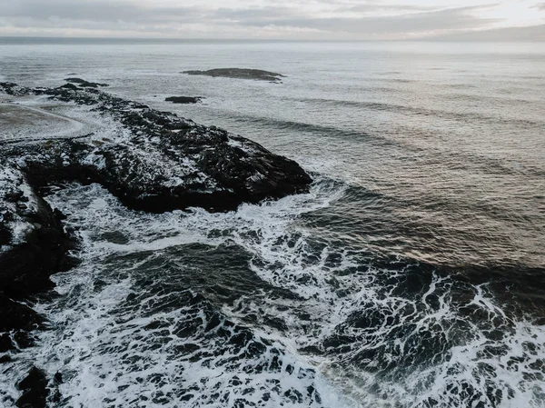 Drone Capture Cliffs Sea Stokksnes Iceland — Stock Photo, Image