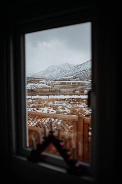 Looking Window Cabin Landscape Snaefellsnes Iceland — Stock Photo, Image